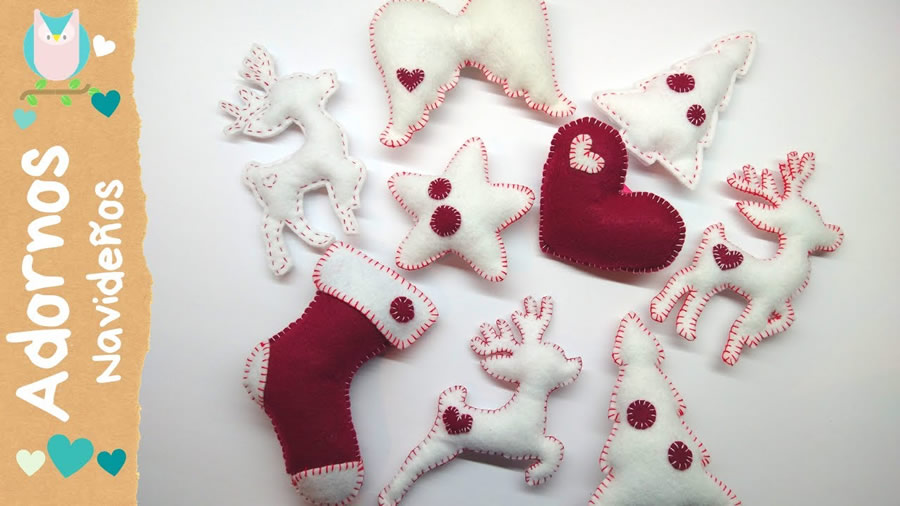 Adornos Navideños para Arbolito de Fieltro
