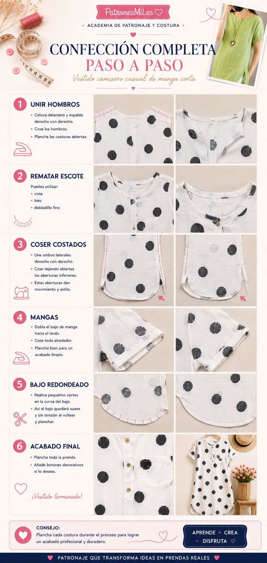 vestido camisero casual confeccion paso a paso