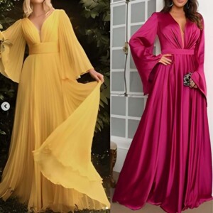 Vestido largo de fiesta de corte evasé