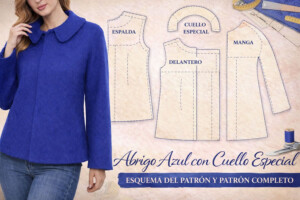 Abrigo azul elegante con cuello especial | Corte y confección paso a paso