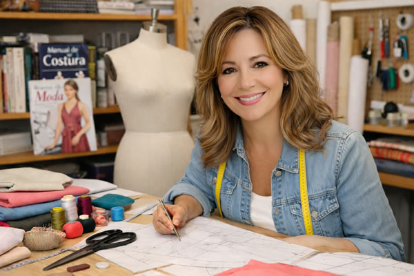 Academia de costura y patronaje con profesora diseñando patrones