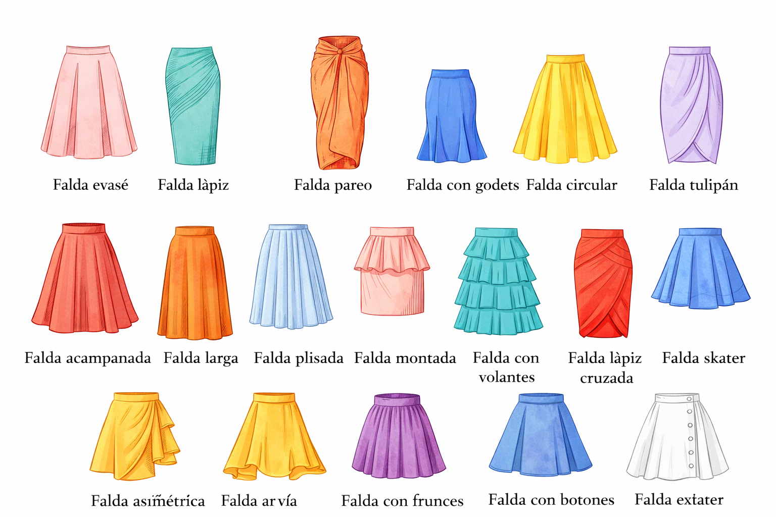 Tipos de faldas avanzadas más utilizadas