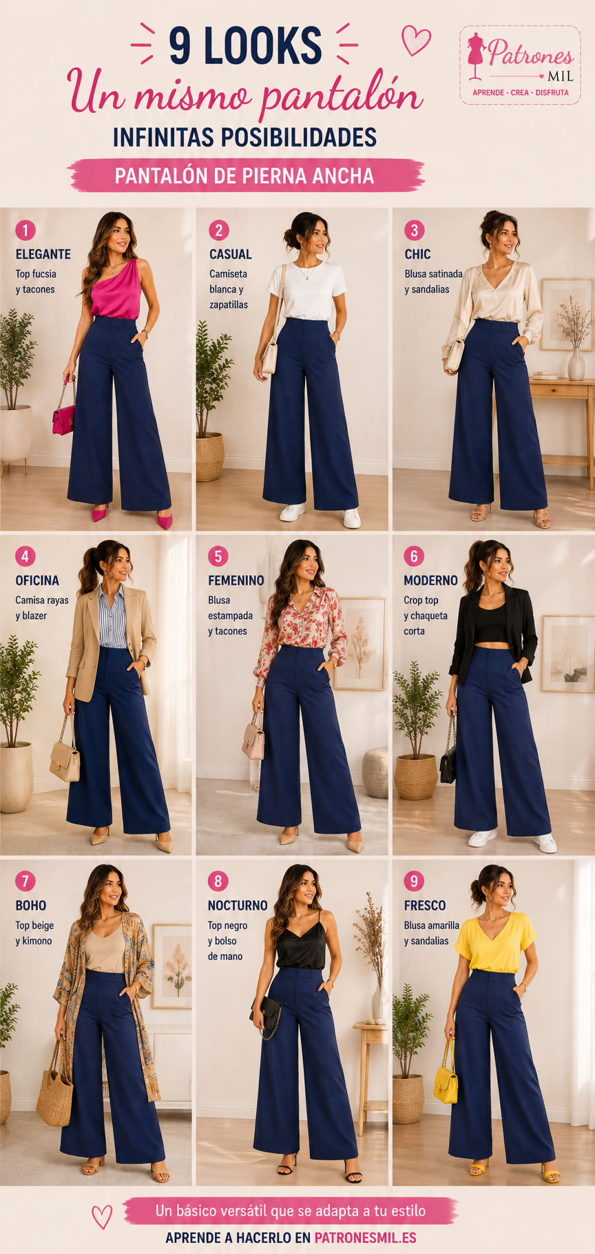 ideas de look con el pantalon de pierna ancha