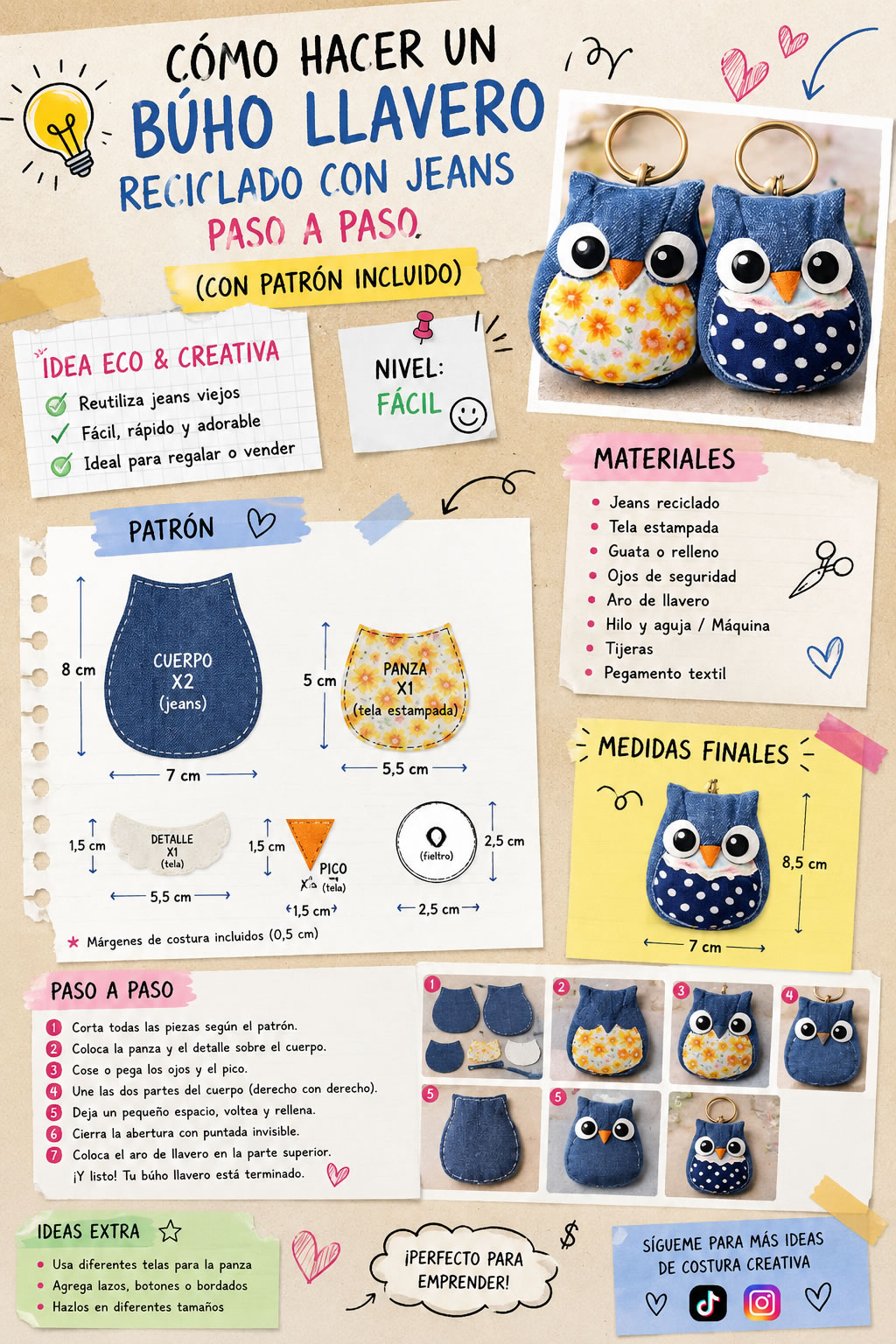 llavero reciclando jeans diy
