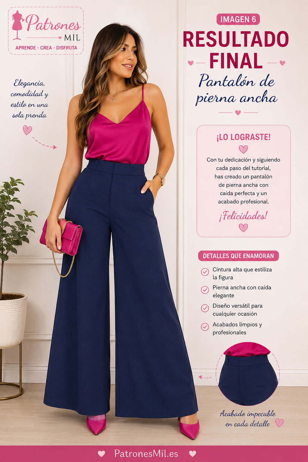 resultado final del pantalon de pierna ancha