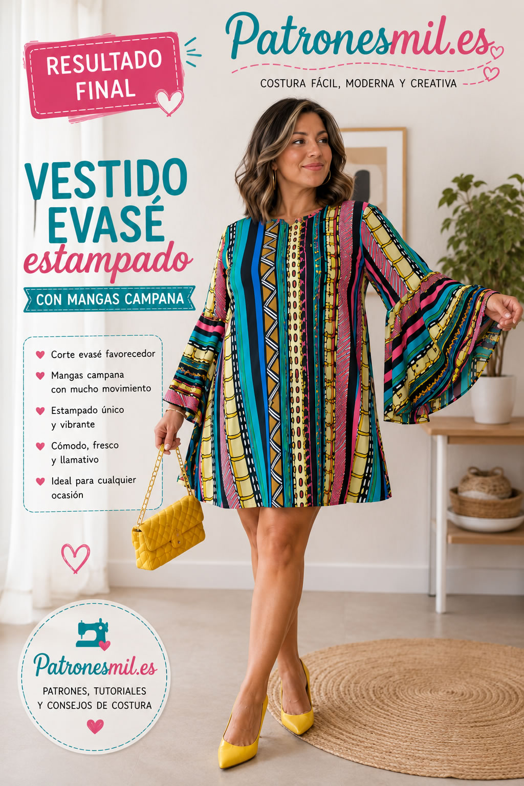 resultado final de vestido evase estampado
