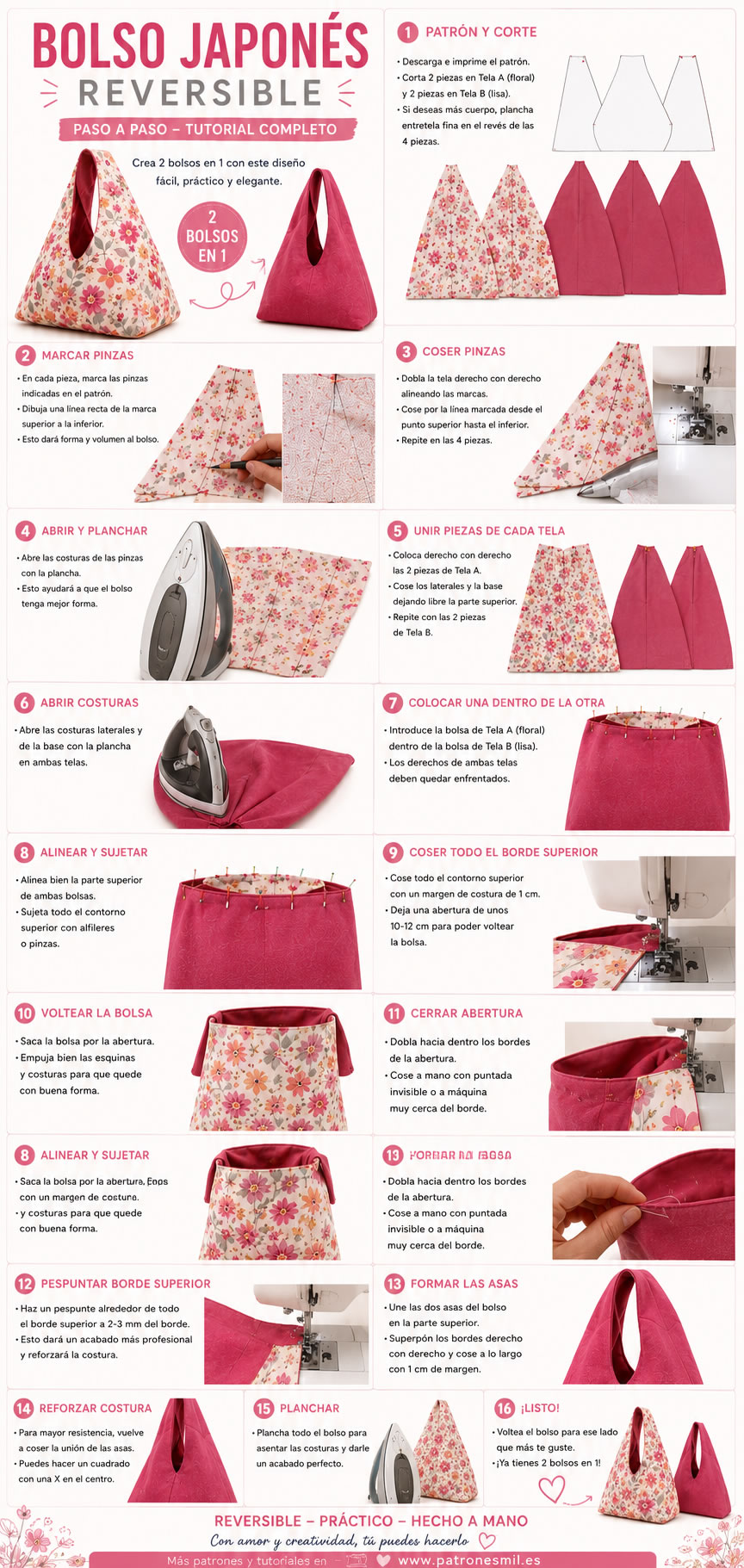 bolso japones reversible paso a paso