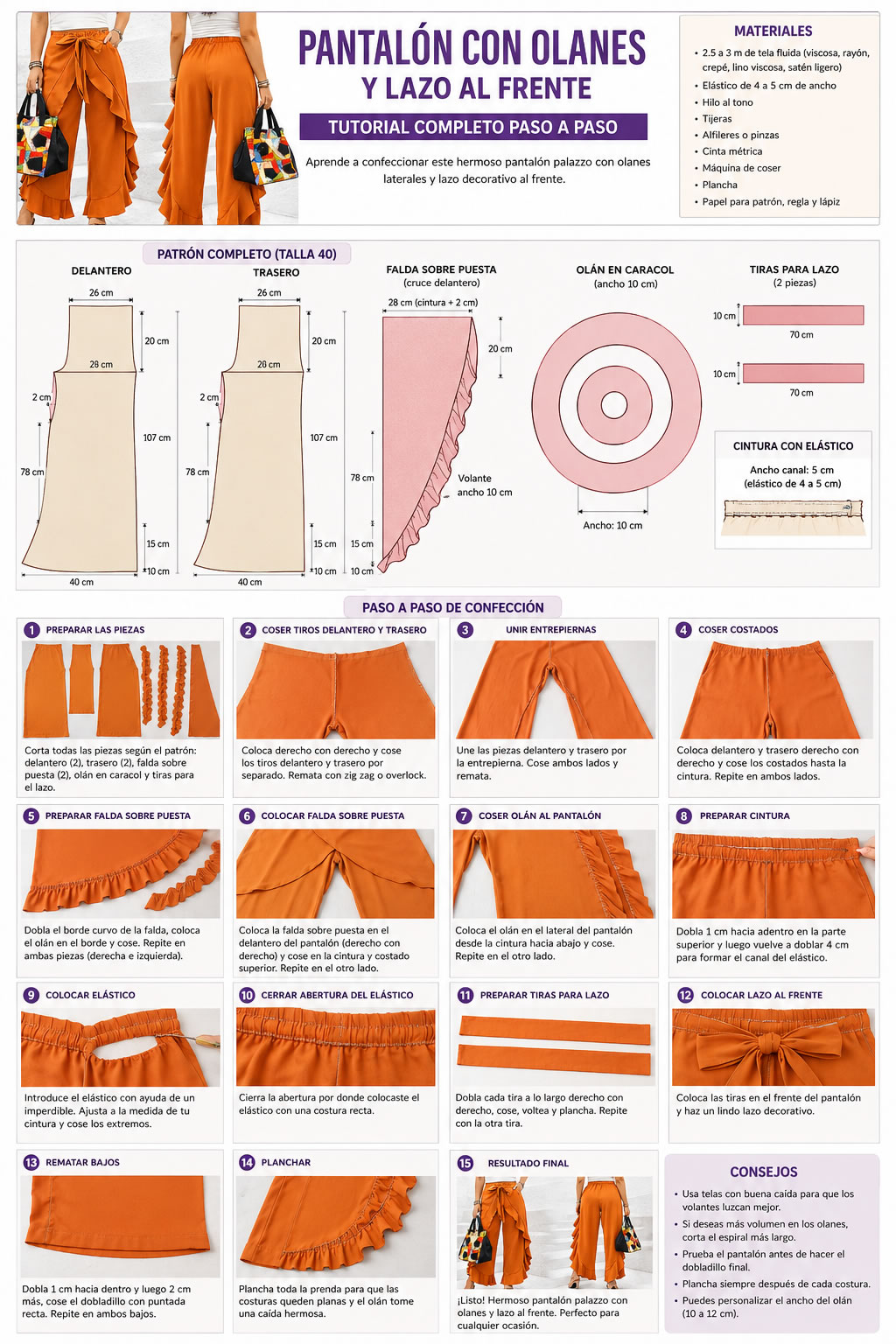diy de pantalon palazze con olanes