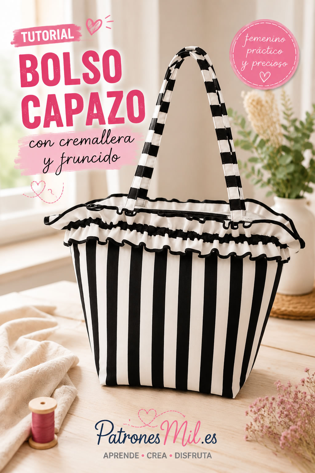 bolso capazo con cremallera