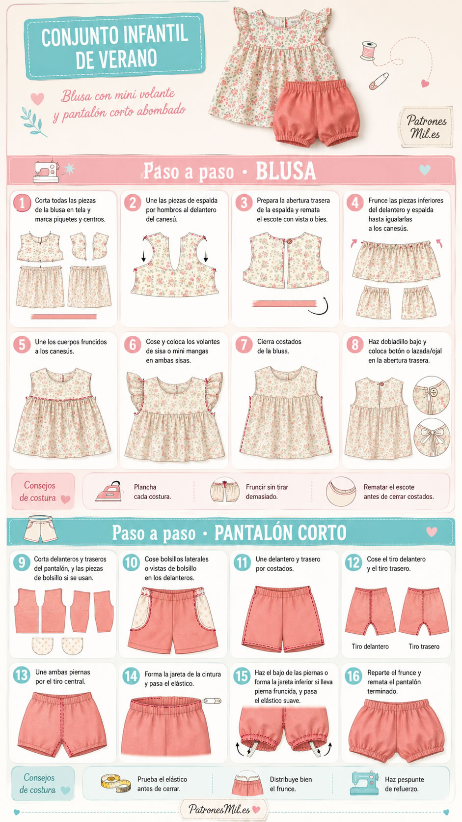 conjunto de niña para el verano paso a paso