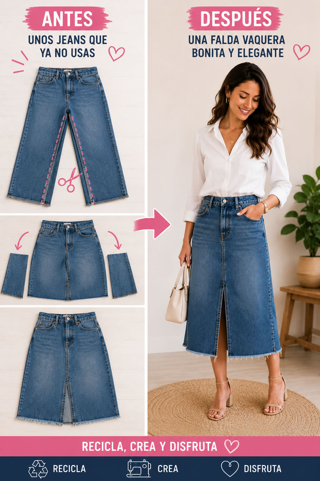 crear falda vaquera con un pantalon jeans o vaquero
