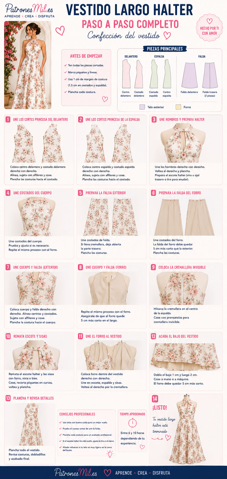 diy vestido largo cuello halter paso a paso