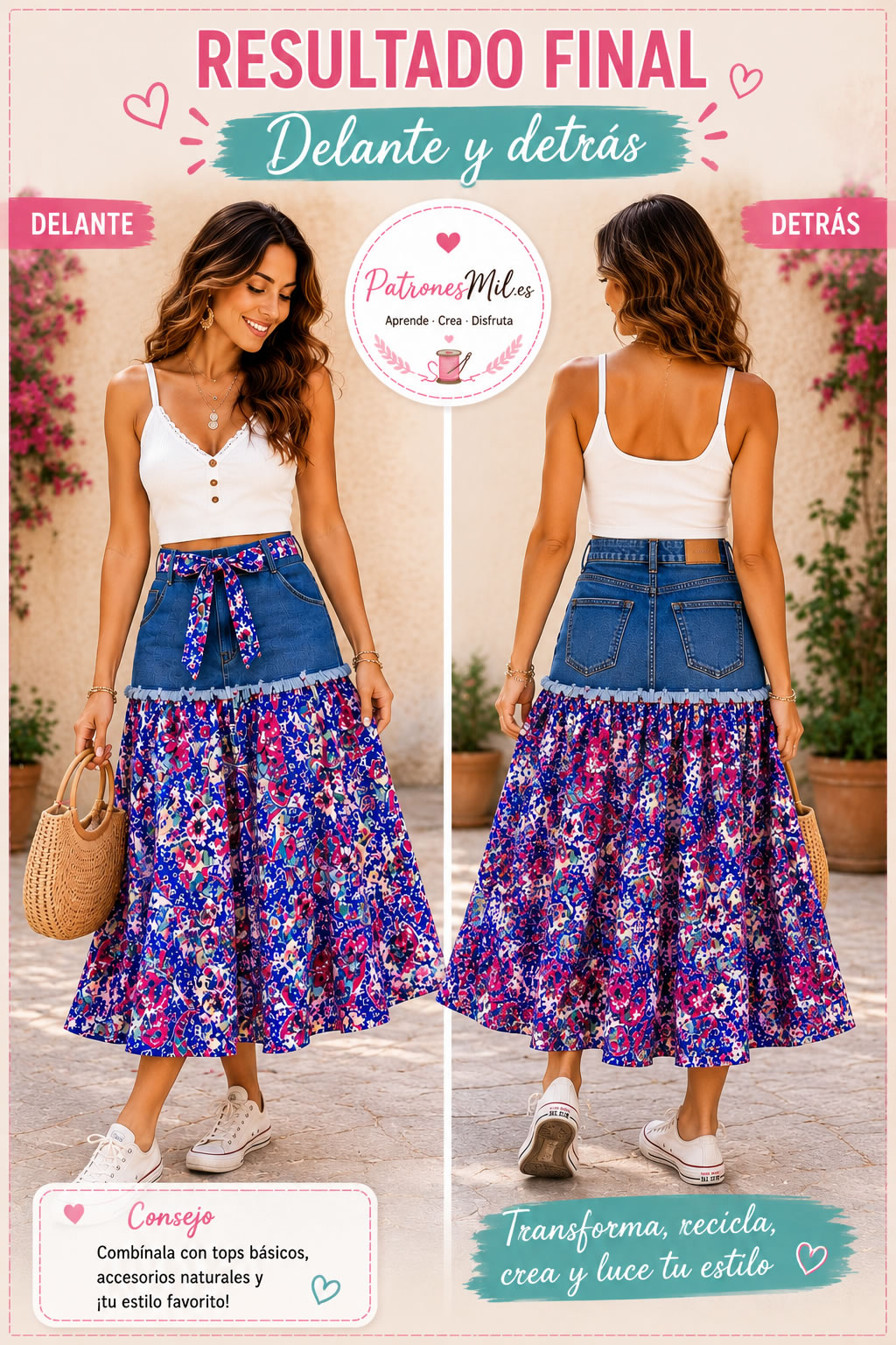 falda jeans resultado final despues de reciclar