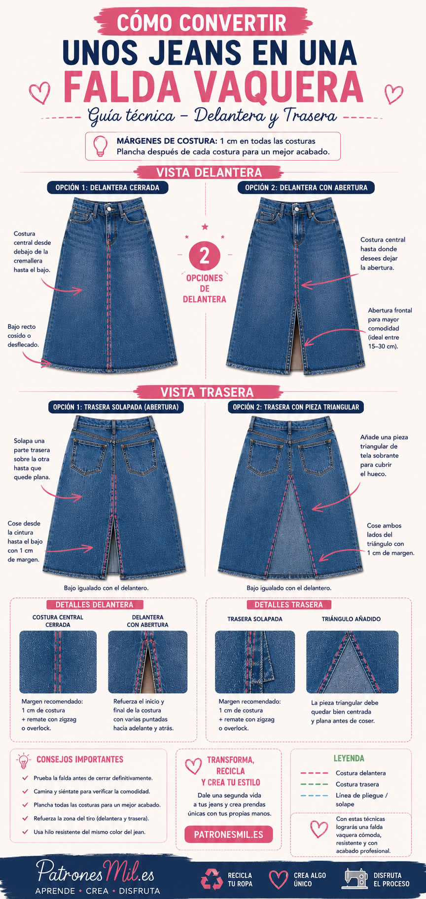 falda por delante y por detras de la falda jeans