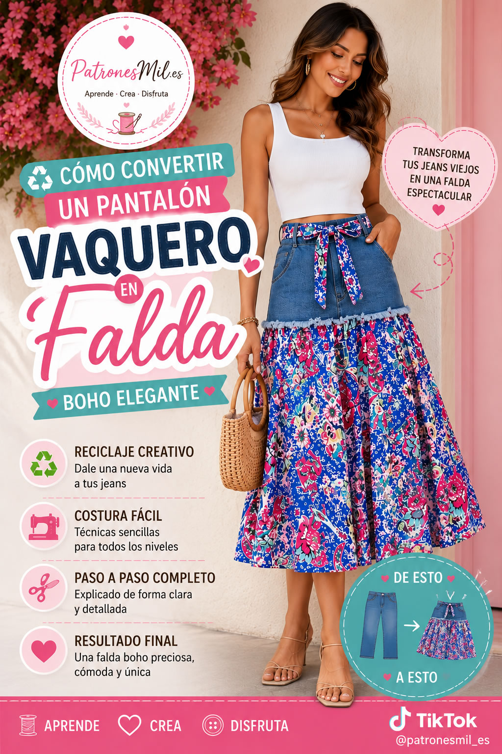 falda reciclada jean