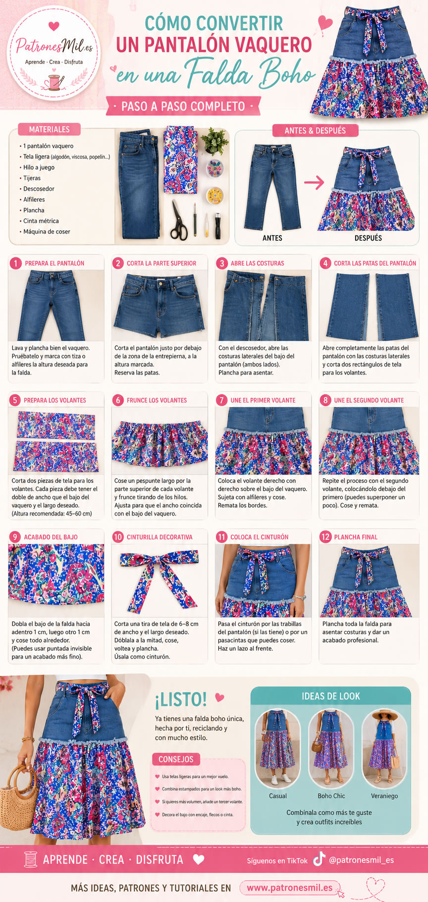 falda reciclada jean paso a paso completo