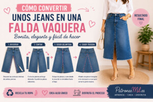 falda vaquera reciclando un pantalon vaquero o jeans