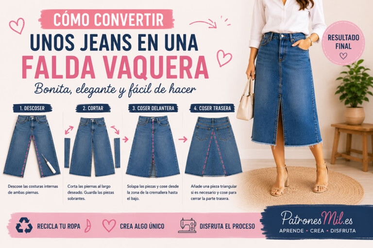 falda vaquera reciclando un pantalon vaquero o jeans
