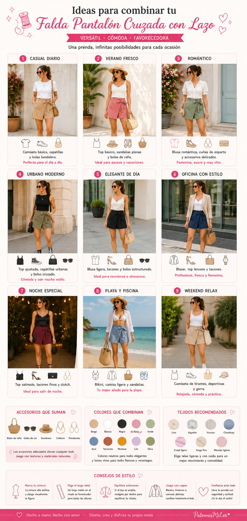 idea para combinar la falda pantalon cruzada con lazo