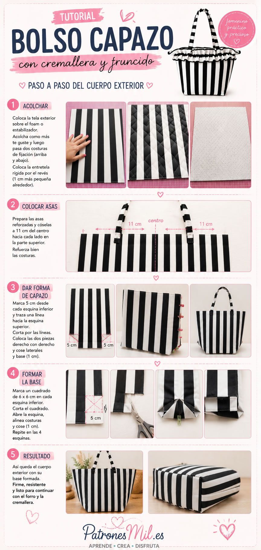 tutorial de exterior bolso capazo con cremallera