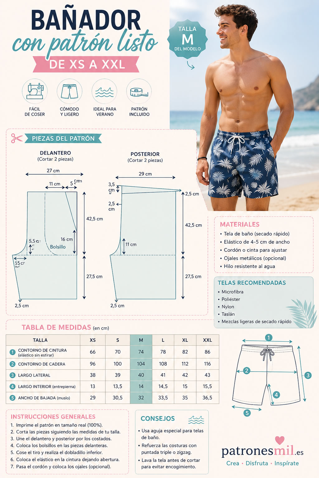 bañador para hombres patron
