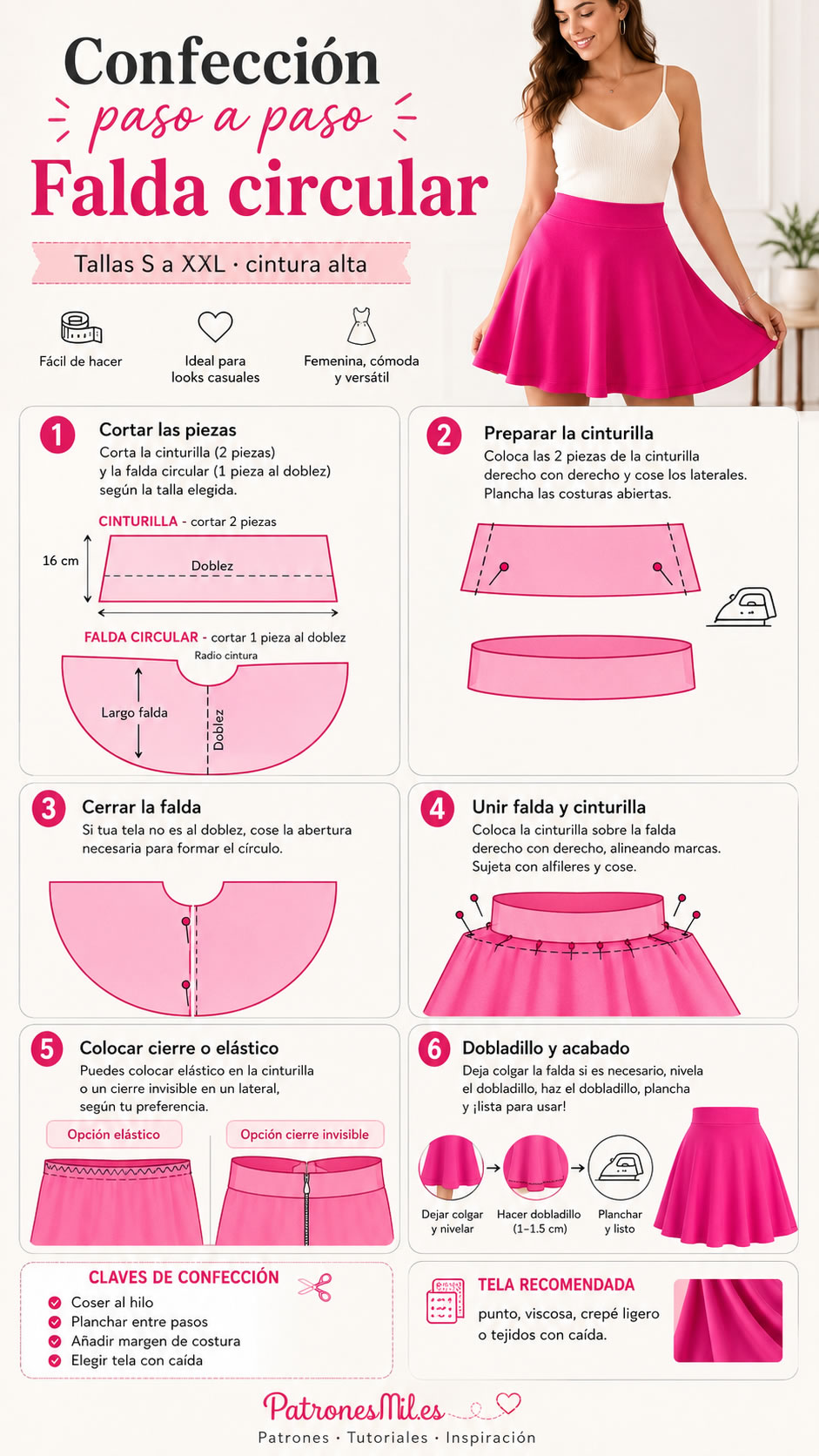 falda circular paso a paso