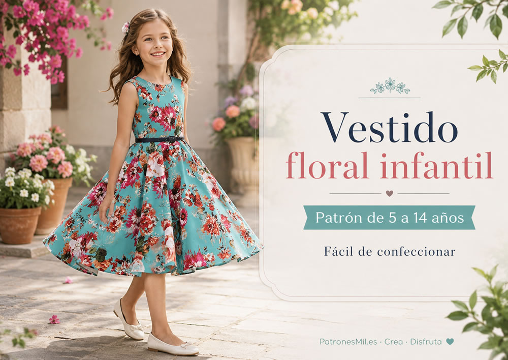 vestido flor celeste infantil