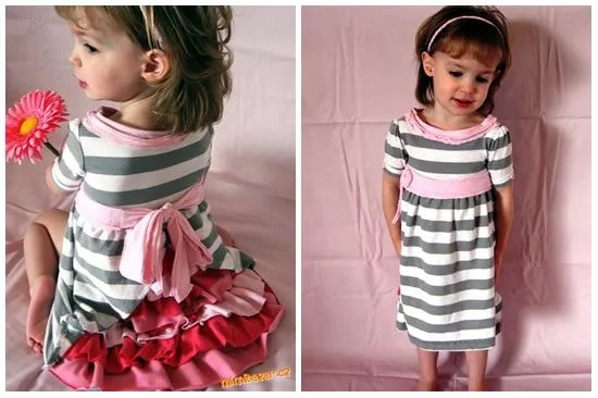 Vestido para niña reciclando camisetas