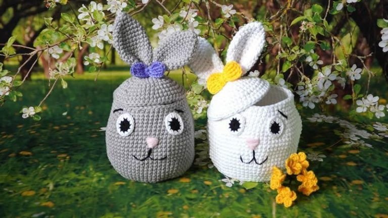 Conejo cesta a crochet