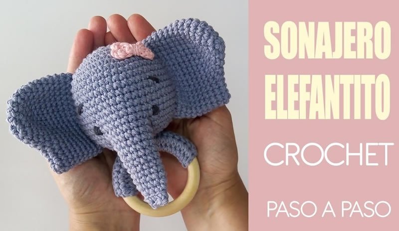 Sonajero elefante amigurumi tejido a crochet