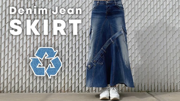 Falda vaquera larga reciclando unos jeans