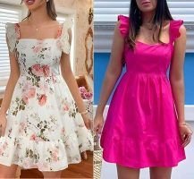 Vestido de Tirantes con Volantes de cuerpo ajustado y falda volantes