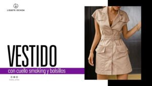 Vestido SAFARI con cuello smoking y bolsillos al frente