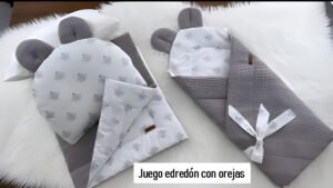 Juego edredón con orejas de nido de bebé