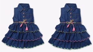 Vestido Camisero Infantil con Volantes y Cinturón con Borlas