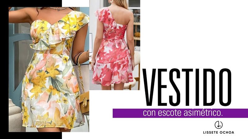 Vestido con Escote Asimétrico y Olán